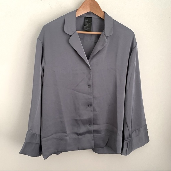 H&M Satin Night Shirt Pajama Top - Picture 2 of 7